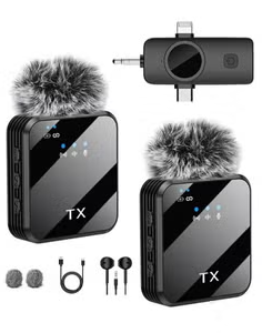 F11-2 3in 1  Wireless Collar Microphone for iPhone/Android/Type C