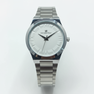 Universe Point White with subtle Roman numeral hour markers watch