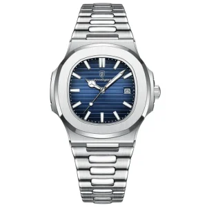Classic Stainless Steel Square Men Wristwatches Quartz Date Poedagar Watch for Men Reloj Poedagar